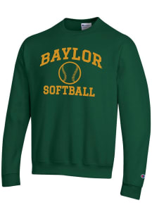 Champion Baylor Bears Mens Green Softball Powerblend Long Sleeve Crew Sweatshirt