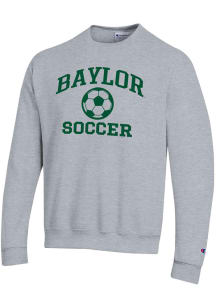 Champion Baylor Bears Mens Grey Soccer Powerblend Long Sleeve Crew Sweatshirt
