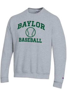 Champion Baylor Bears Mens Grey Baseball Powerblend Long Sleeve Crew Sweatshirt