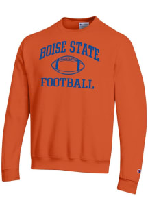 Champion Boise State Broncos Mens Orange Football Football Powerblend Long Sleeve Crew Sweatshirt
