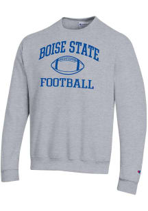 Champion Boise State Broncos Mens Grey Football Football Powerblend Long Sleeve Crew Sweatshirt