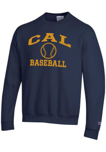 Champion Cal Golden Bears Mens Navy Blue Baseball Powerblend Long Sleeve Crew Sweatshirt