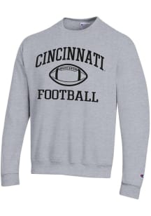 Champion Cincinnati Bearcats Mens Grey Football Football Powerblend Long Sleeve Crew Sweatshirt