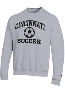Champion Cincinnati Bearcats Mens Grey Soccer Powerblend Long Sleeve Crew Sweatshirt