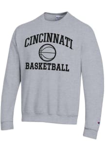 Champion Cincinnati Bearcats Mens Grey Basketball Powerblend Long Sleeve Crew Sweatshirt
