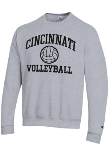 Champion Cincinnati Bearcats Mens Grey Volleyball Powerblend Long Sleeve Crew Sweatshirt