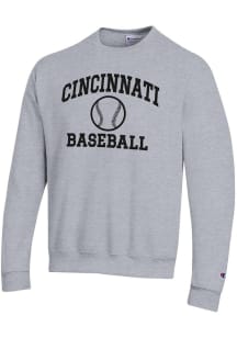 Champion Cincinnati Bearcats Mens Grey Baseball Powerblend Long Sleeve Crew Sweatshirt