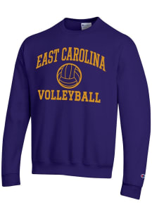 Champion East Carolina Pirates Mens Purple Volleyball Powerblend Long Sleeve Crew Sweatshirt