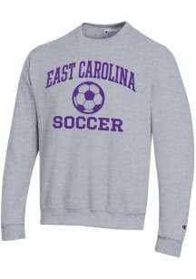 Champion East Carolina Pirates Mens Grey Soccer Powerblend Long Sleeve Crew Sweatshirt