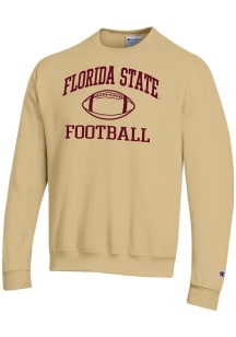 Champion Florida State Seminoles Mens Gold Football Football Powerblend Long Sleeve Crew Sweatshir..