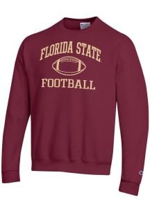 Champion Florida State Seminoles Mens Red Football Football Powerblend Long Sleeve Crew Sweatshirt