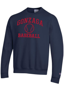 Champion Gonzaga Bulldogs Mens Navy Blue Baseball Powerblend Long Sleeve Crew Sweatshirt