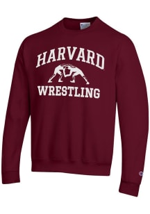 Champion Harvard Crimson Mens Maroon Wrestling Powerblend Long Sleeve Crew Sweatshirt