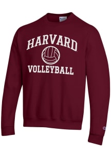 Champion Harvard Crimson Mens Maroon Volleyball Powerblend Long Sleeve Crew Sweatshirt