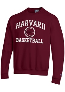 Champion Harvard Crimson Mens Maroon Basketball Powerblend Long Sleeve Crew Sweatshirt