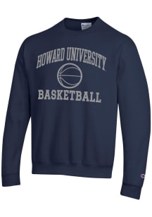 Champion Howard Bison Mens Navy Blue Basketball Powerblend Long Sleeve Crew Sweatshirt