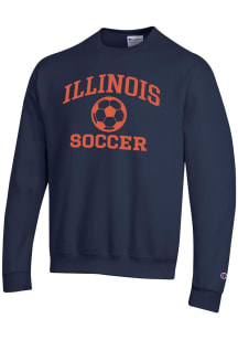 Champion Illinois Fighting Illini Mens Navy Blue Soccer Powerblend Long Sleeve Crew Sweatshirt