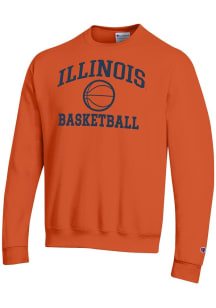 Champion Illinois Fighting Illini Mens Orange Basketball Powerblend Long Sleeve Crew Sweatshirt