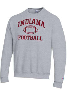 Champion Indiana Hoosiers Mens Grey Football Football Powerblend Long Sleeve Crew Sweatshirt