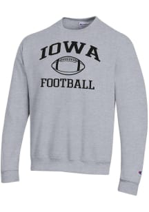 Champion Iowa Hawkeyes Mens Grey Football Football Powerblend Long Sleeve Crew Sweatshirt