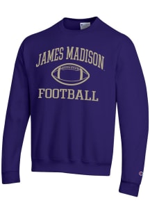 Champion James Madison Dukes Mens Purple Football Football Powerblend Long Sleeve Crew Sweatshirt