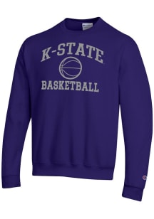 Champion K-State Wildcats Mens Purple Basketball Powerblend Long Sleeve Crew Sweatshirt