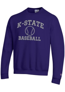 Champion K-State Wildcats Mens Purple Baseball Powerblend Long Sleeve Crew Sweatshirt