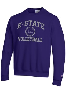 Champion K-State Wildcats Mens Purple Volleyball Powerblend Long Sleeve Crew Sweatshirt