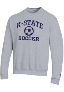 Champion K-State Wildcats Mens Grey Soccer Powerblend Long Sleeve Crew Sweatshirt