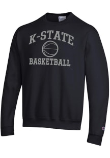 Champion K-State Wildcats Mens Black Basketball Powerblend Long Sleeve Crew Sweatshirt
