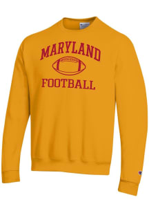 Champion Maryland Terrapins Mens Gold Football Football Powerblend Long Sleeve Crew Sweatshirt