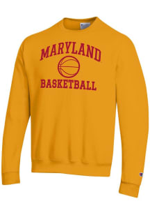 Champion Maryland Terrapins Mens Gold Basketball Powerblend Long Sleeve Crew Sweatshirt