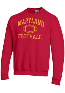Champion Maryland Terrapins Mens Red Football Football Powerblend Long Sleeve Crew Sweatshirt