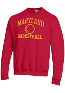 Champion Maryland Terrapins Mens Red Basketball Powerblend Long Sleeve Crew Sweatshirt