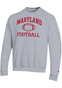 Champion Maryland Terrapins Mens Grey Football Football Powerblend Long Sleeve Crew Sweatshirt