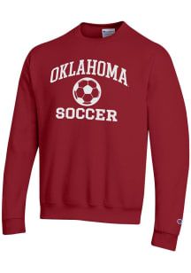 Champion Oklahoma Sooners Mens Cardinal Soccer Powerblend Long Sleeve Crew Sweatshirt