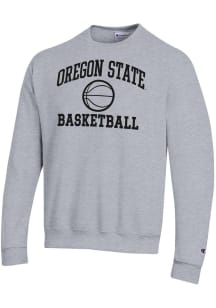 Champion Oregon State Beavers Mens Grey Basketball Powerblend Long Sleeve Crew Sweatshirt