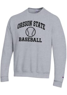 Champion Oregon State Beavers Mens Grey Baseball Powerblend Long Sleeve Crew Sweatshirt