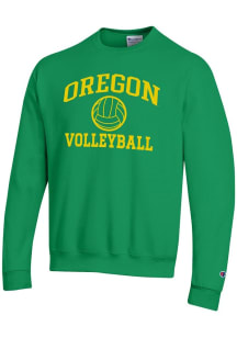 Champion Oregon Ducks Mens Kelly Green Volleyball Powerblend Long Sleeve Crew Sweatshirt
