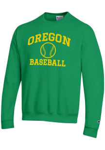 Champion Oregon Ducks Mens Kelly Green Baseball Powerblend Long Sleeve Crew Sweatshirt