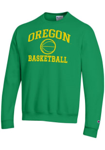 Champion Oregon Ducks Mens Kelly Green Basketball Powerblend Long Sleeve Crew Sweatshirt