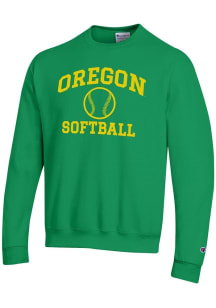 Champion Oregon Ducks Mens Kelly Green Softball Powerblend Long Sleeve Crew Sweatshirt