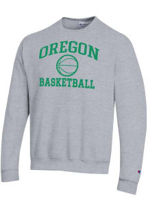 Champion Oregon Ducks Mens Grey Basketball Powerblend Long Sleeve Crew Sweatshirt