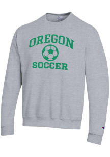 Champion Oregon Ducks Mens Grey Soccer Powerblend Long Sleeve Crew Sweatshirt