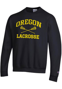 Champion Oregon Ducks Mens Black Lacrosse Powerblend Long Sleeve Crew Sweatshirt
