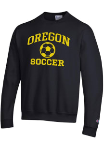 Champion Oregon Ducks Mens Black Soccer Powerblend Long Sleeve Crew Sweatshirt