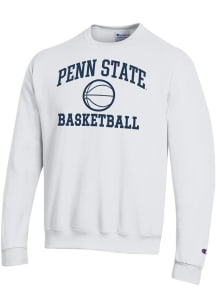Champion Penn State Nittany Lions Mens White Basketball Powerblend Long Sleeve Crew Sweatshirt