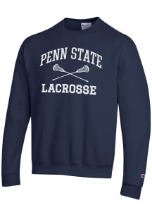 Champion Penn State Nittany Lions Mens Navy Blue Lacrosse Powerblend Long Sleeve Crew Sweatshirt