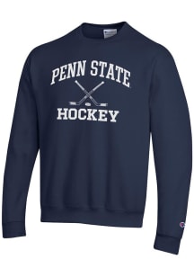 Champion Penn State Nittany Lions Mens Navy Blue Hockey Powerblend Long Sleeve Crew Sweatshirt
