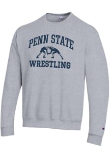 Champion Penn State Nittany Lions Mens Grey Wrestling Powerblend Long Sleeve Crew Sweatshirt